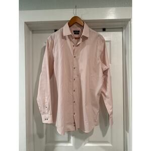 Kenneth Cole NY Slim Fit Non-Iron Pink & Gray Men's Dress Shirt Size 16½ 34/35